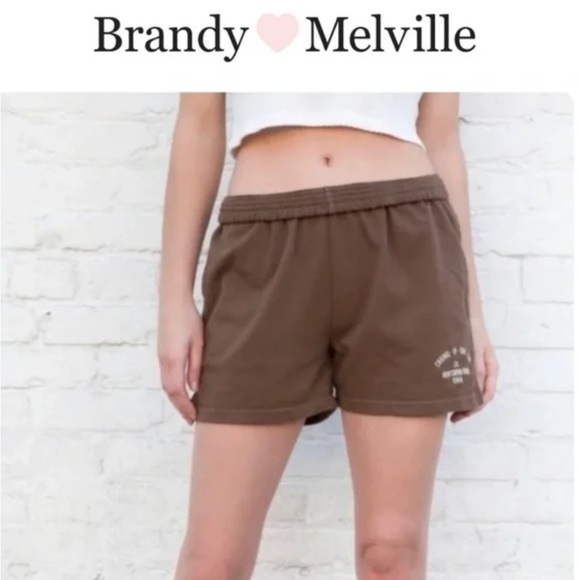 BRANDY MELVILLE | Brown embroidered lounge shorts - Picture 2 of 8